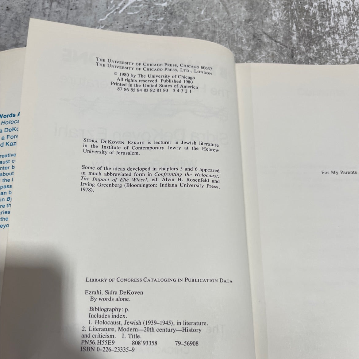 by words alone the holocaust in literature book, by sidra dekoven ezrahi, 1980 Hardcover image 3