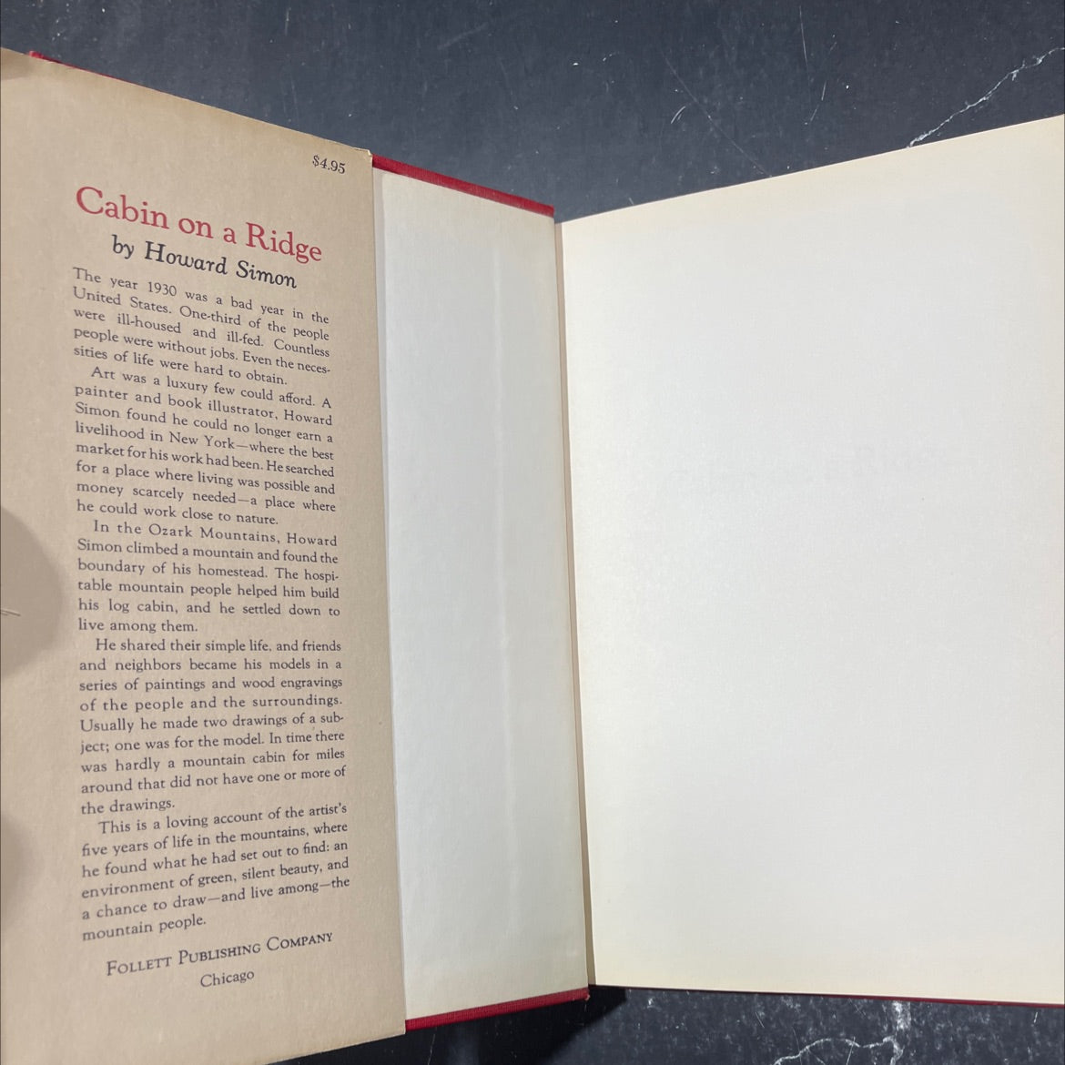 cabin on a ridge book, by howard simon, 1970 Hardcover image 4