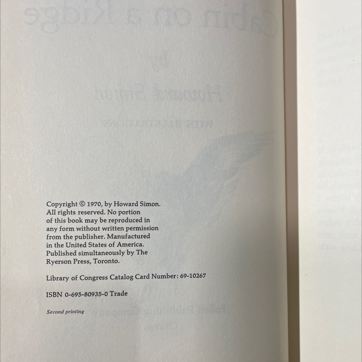 cabin on a ridge book, by howard simon, 1970 Hardcover image 3