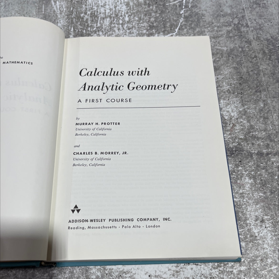 calculus with analytic geometry a first course book, by murray h. protter, charles b. morrey, jr., 1963 Hardcover image 2