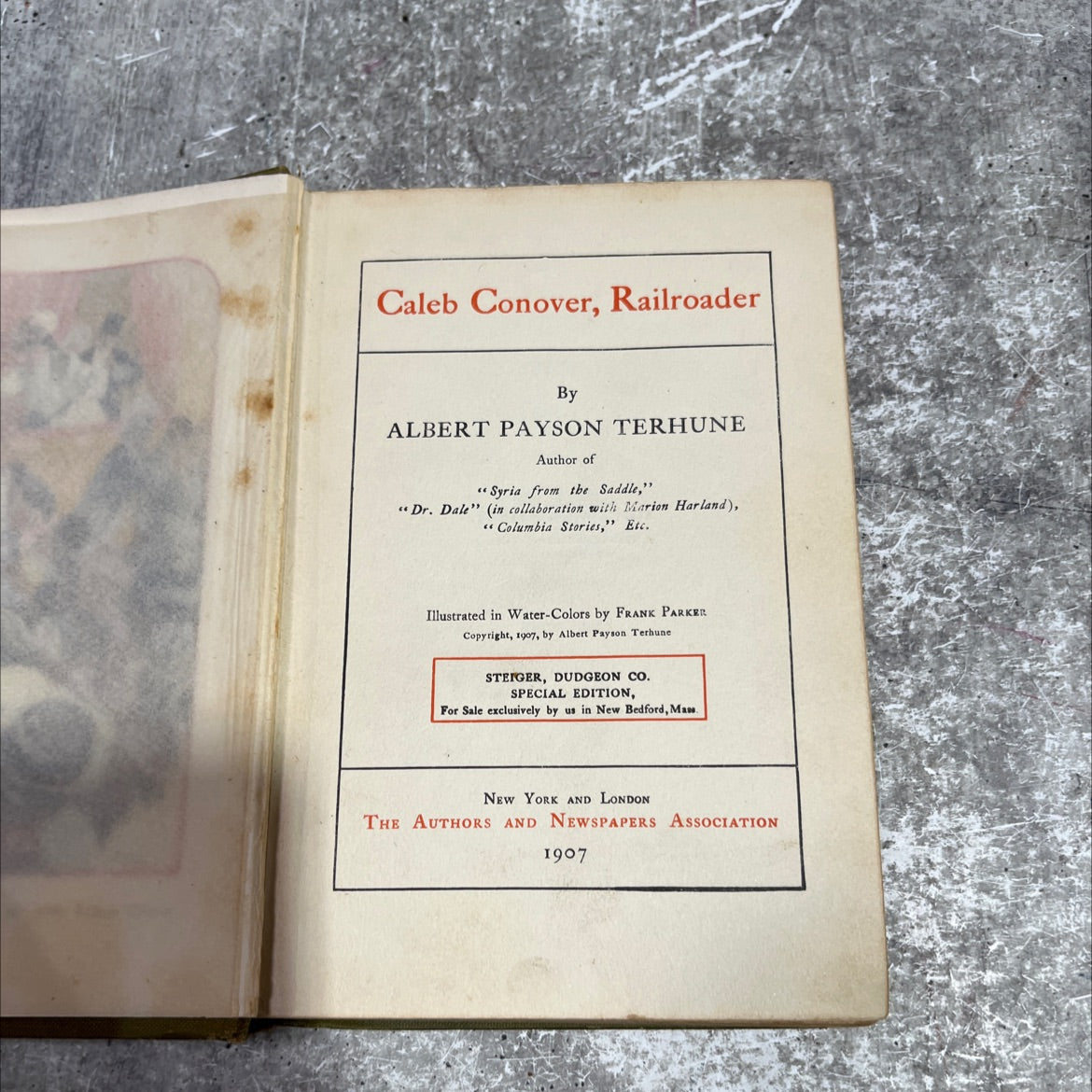 caleb conover, railroader book, by albert payson terhune, 1907 Hardcover image 2
