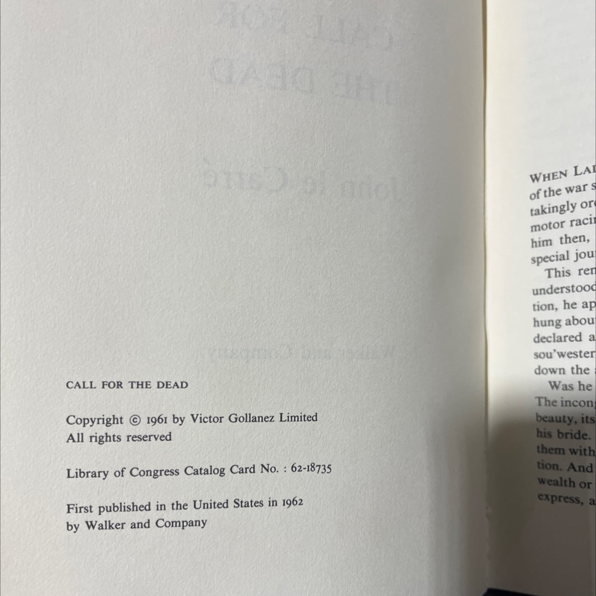 call for the dead book, by John le Carré, 1962 Hardcover image 3