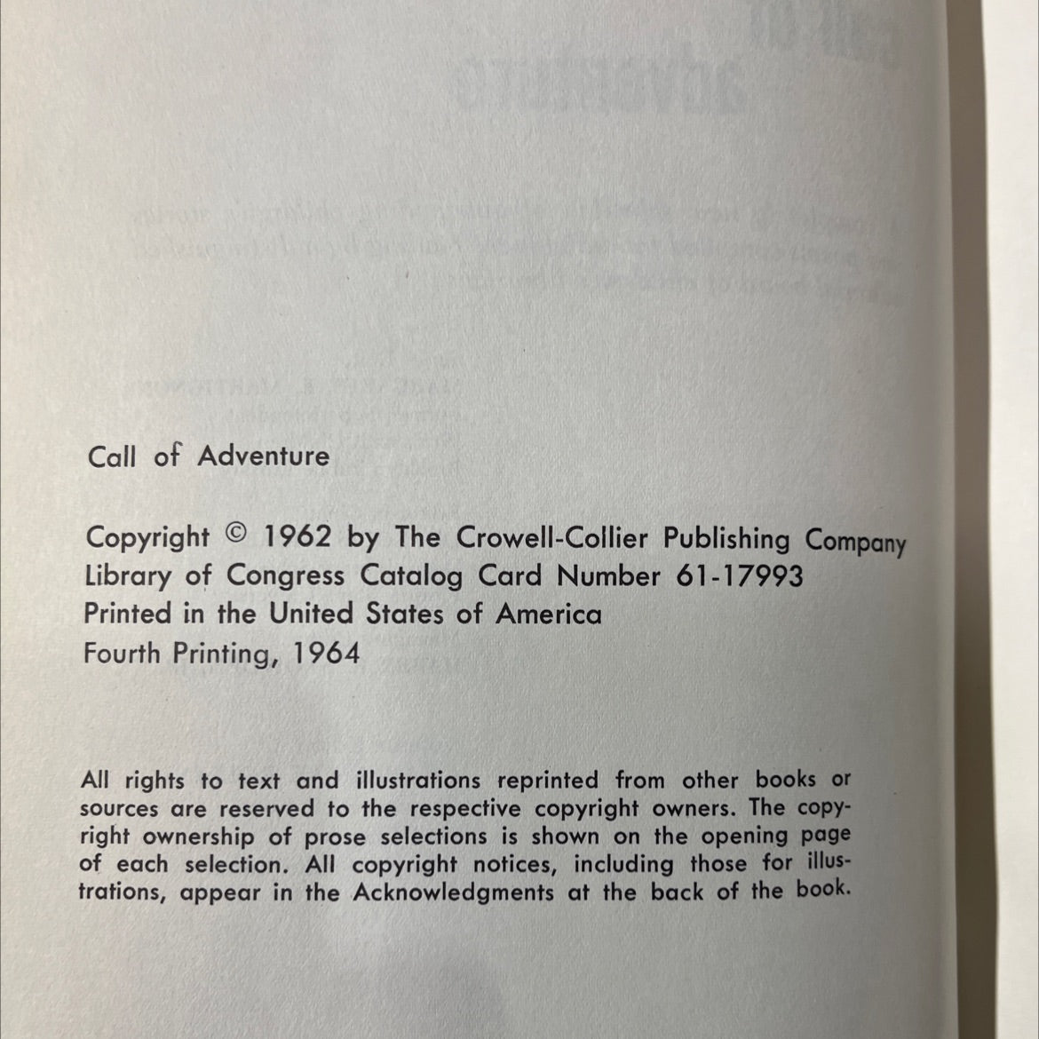 call of adventure book, by unknown, 1962 Hardcover image 3