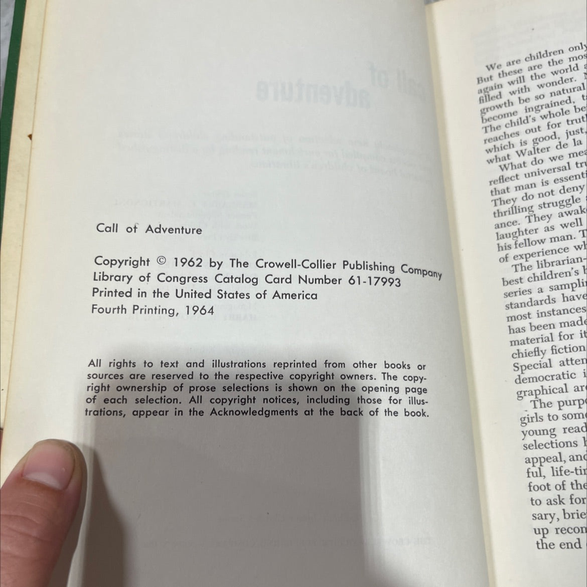 call of adventure book, by unknown, 1962 Hardcover image 3