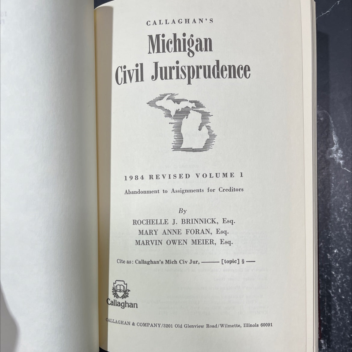callaghan's michigan civil jurisprudence abandonment to assignments for creditors book, by rochelle j. brinnick, esq., image 2