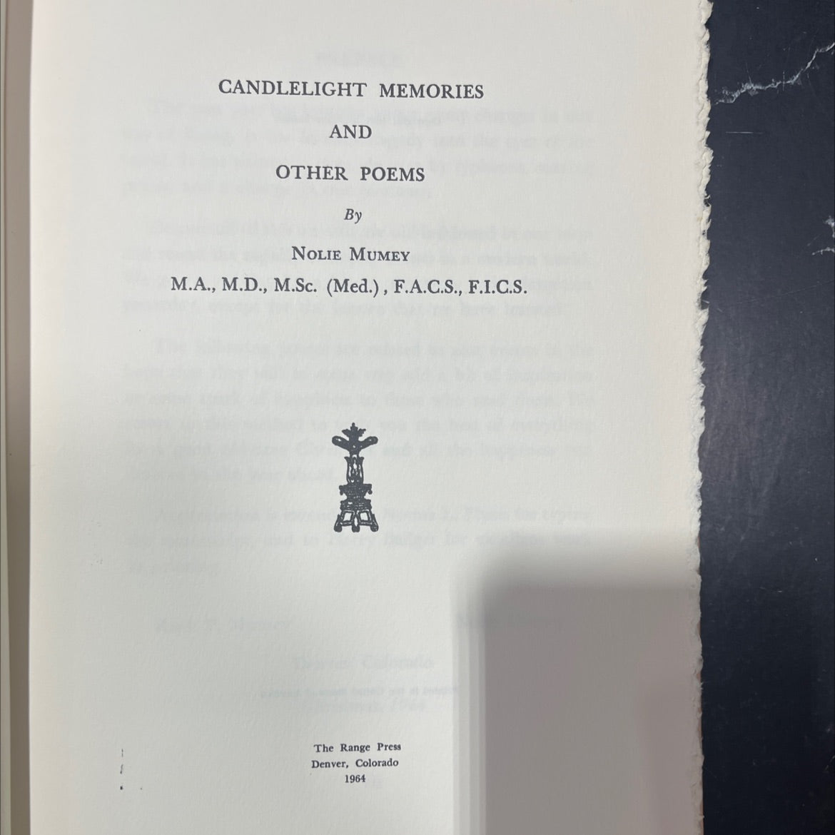 candlelight memories and other poems book, by nolie mumey, 1964 Hardcover image 2