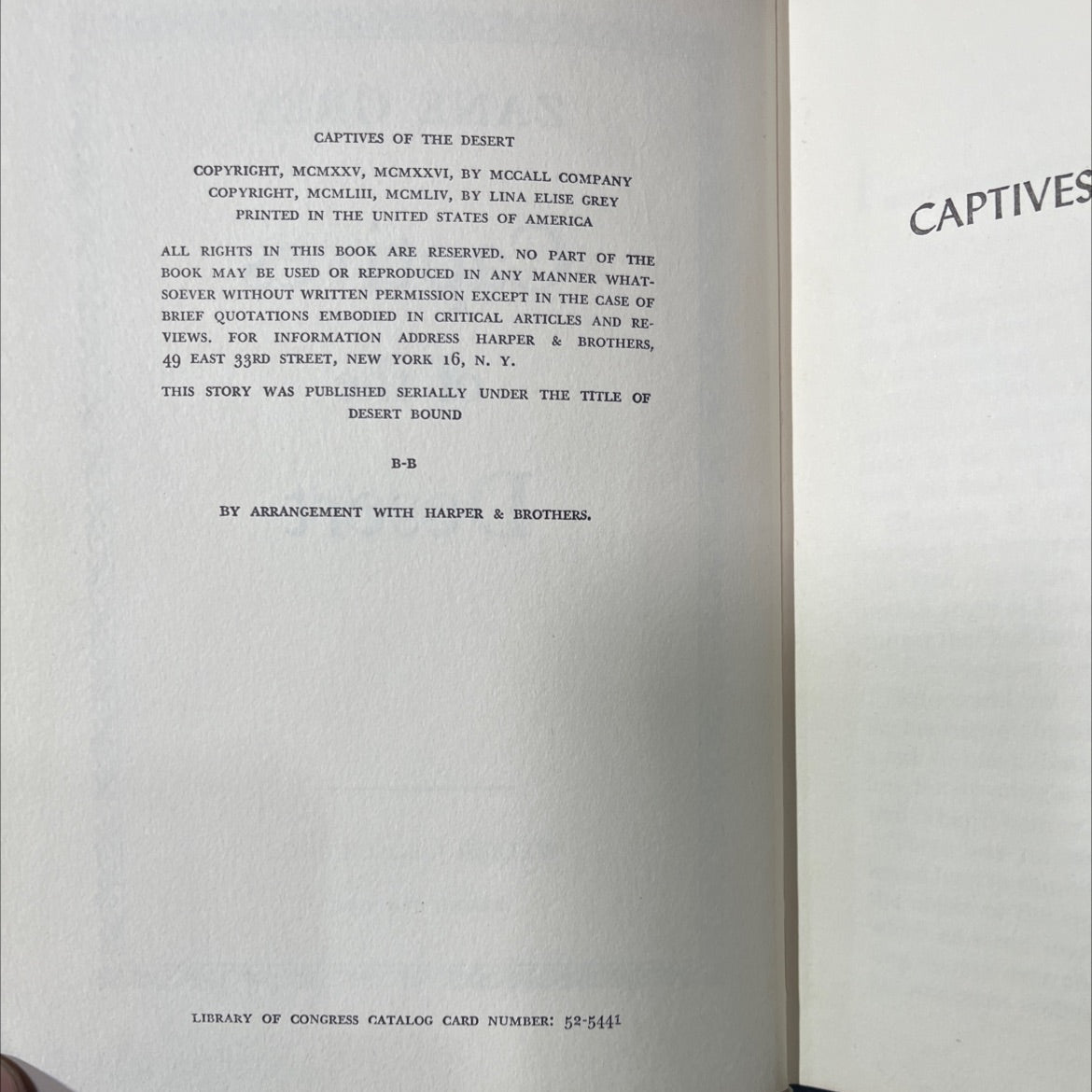 captives of the desert book, by zane grey, 1954 Hardcover image 3