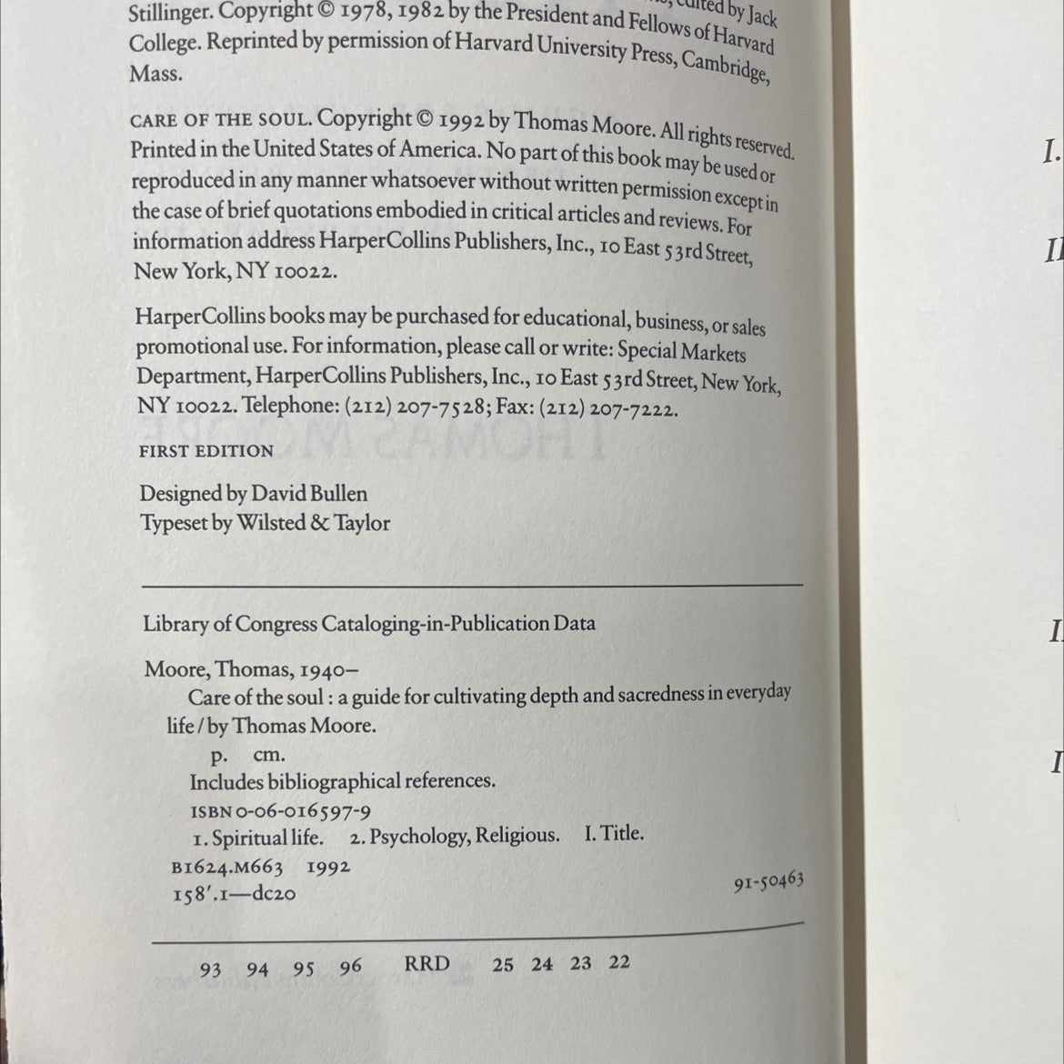 care of the soul a guide for cultivating depth and sacredness in everyday life book, by thomas moore, 1992 Hardcover image 3