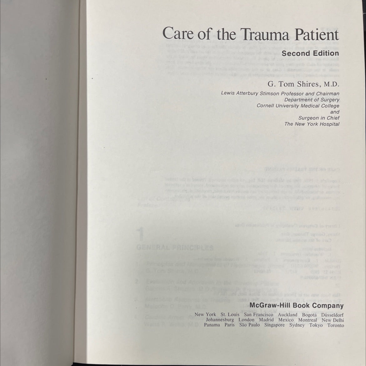 care of the trauma patient book, by G. Tom Shires, M.D., 1979 Hardcover image 2