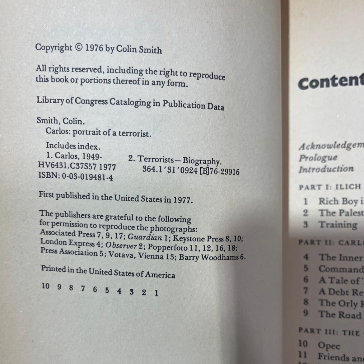 carlos: portrait of a terrorist book, by colin smith, 1977 Hardcover, First Edition, Rare, Vintage image 3