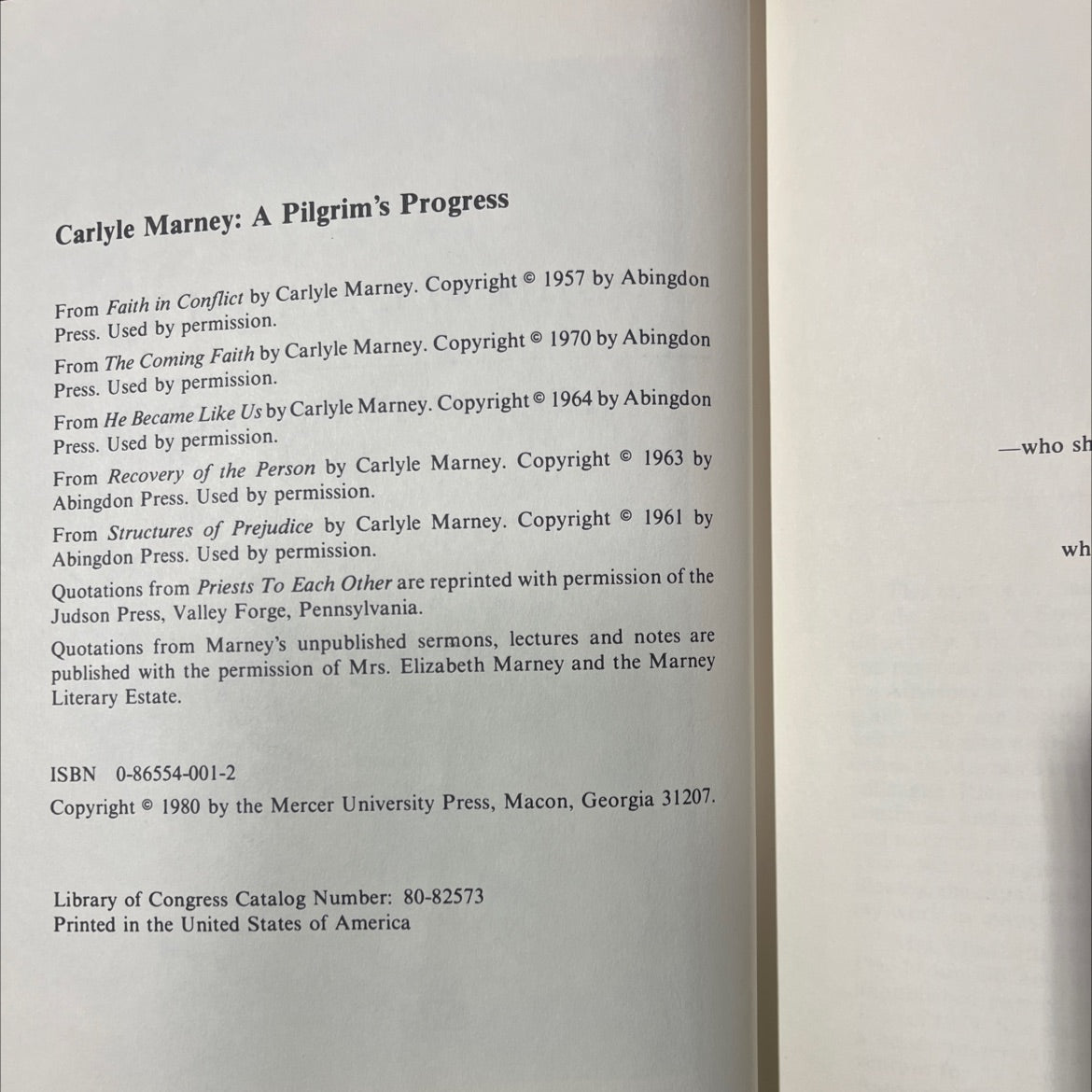 carlyle marney: a pilgrim's progress book, by john j. carey, 1980 Hardcover image 3