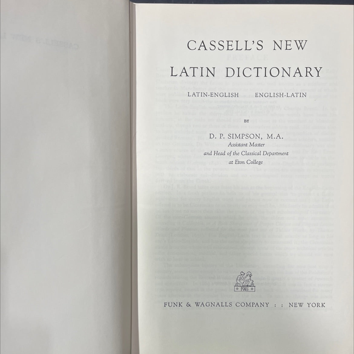 cassell's new latin dictionary latin-english by english-latin book, by d. p. simpson, 1960 Hardcover image 2