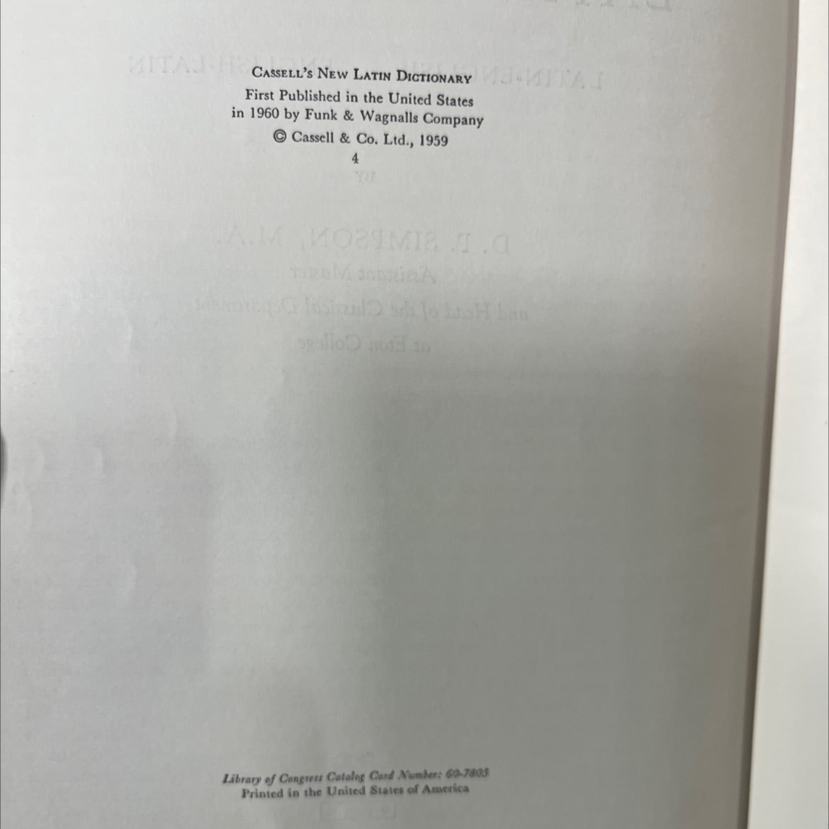 cassell's new latin dictionary latin-english by english-latin book, by d. p. simpson, 1960 Hardcover image 3