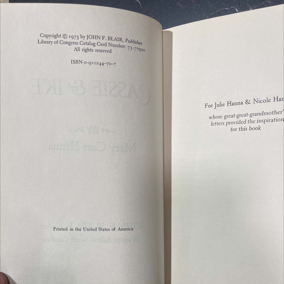 cassie & ike book, by Mary Carr Hanna, 1973 Hardcover image 3