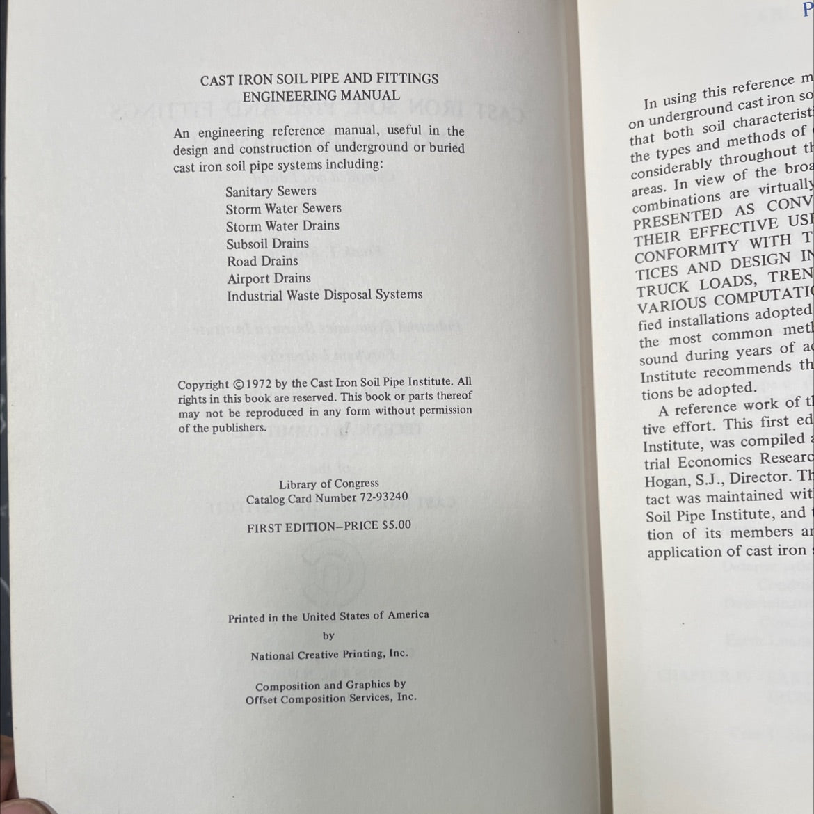 cast iron soil pipe and fittings engineering manual book, by Frank T. Koelble, 1972 Hardcover image 3