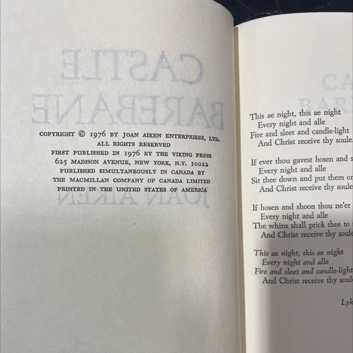 castle barebane book, by joan aiken, 1976 Hardcover image 3
