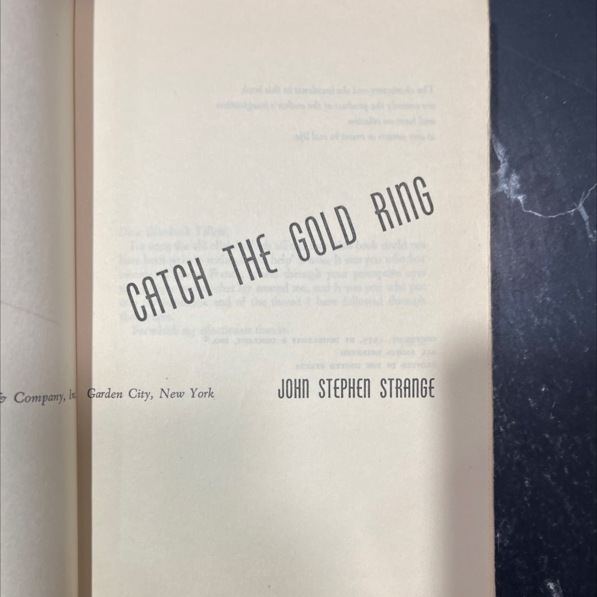 catch the gold ring book, by john stephen strange, 1955 Hardcover image 2