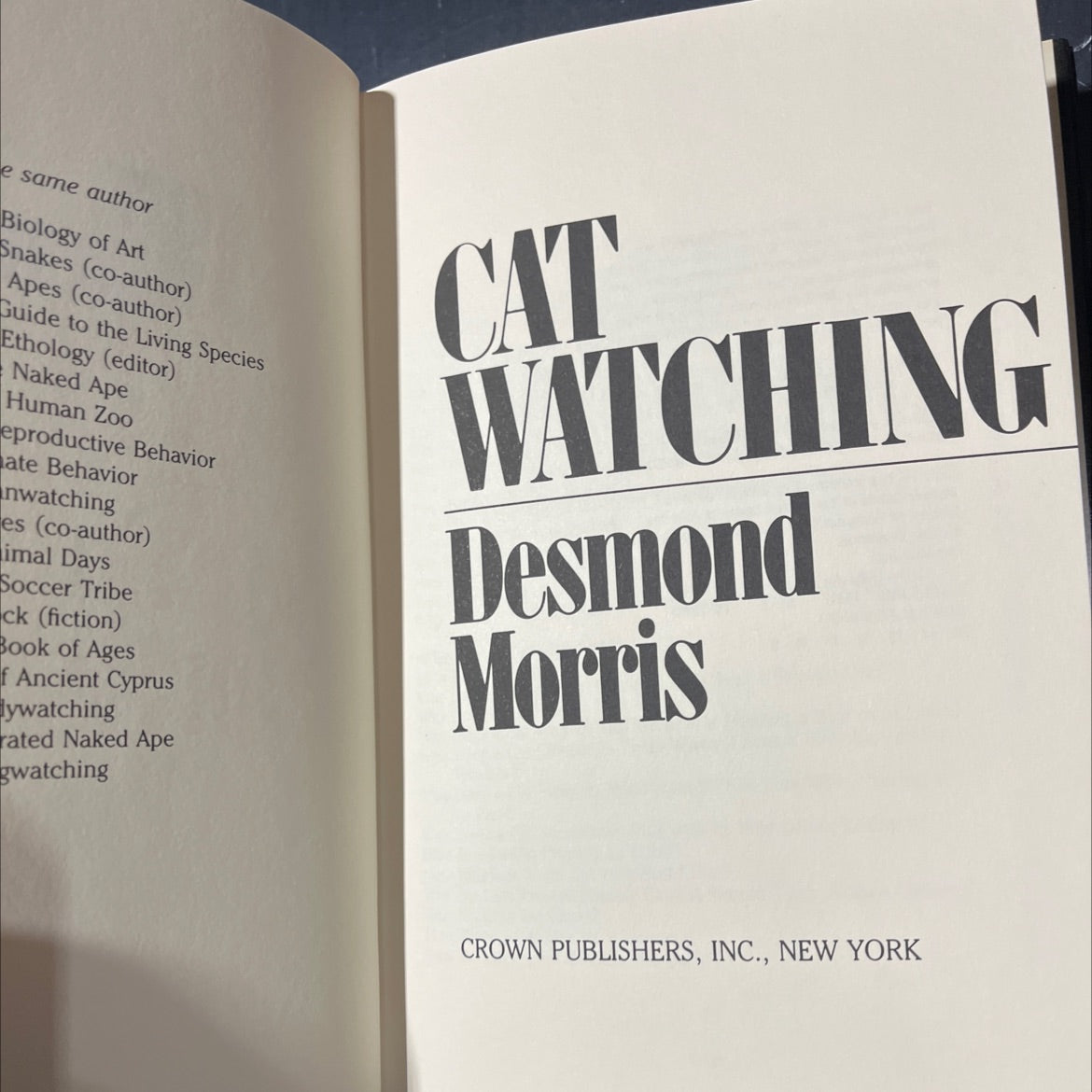 catwatching book, by desmond morris, 1987 Hardcover image 2