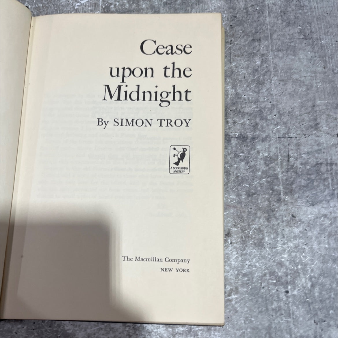 cease upon the midnight book, by simon troy, 1965 Hardcover image 2