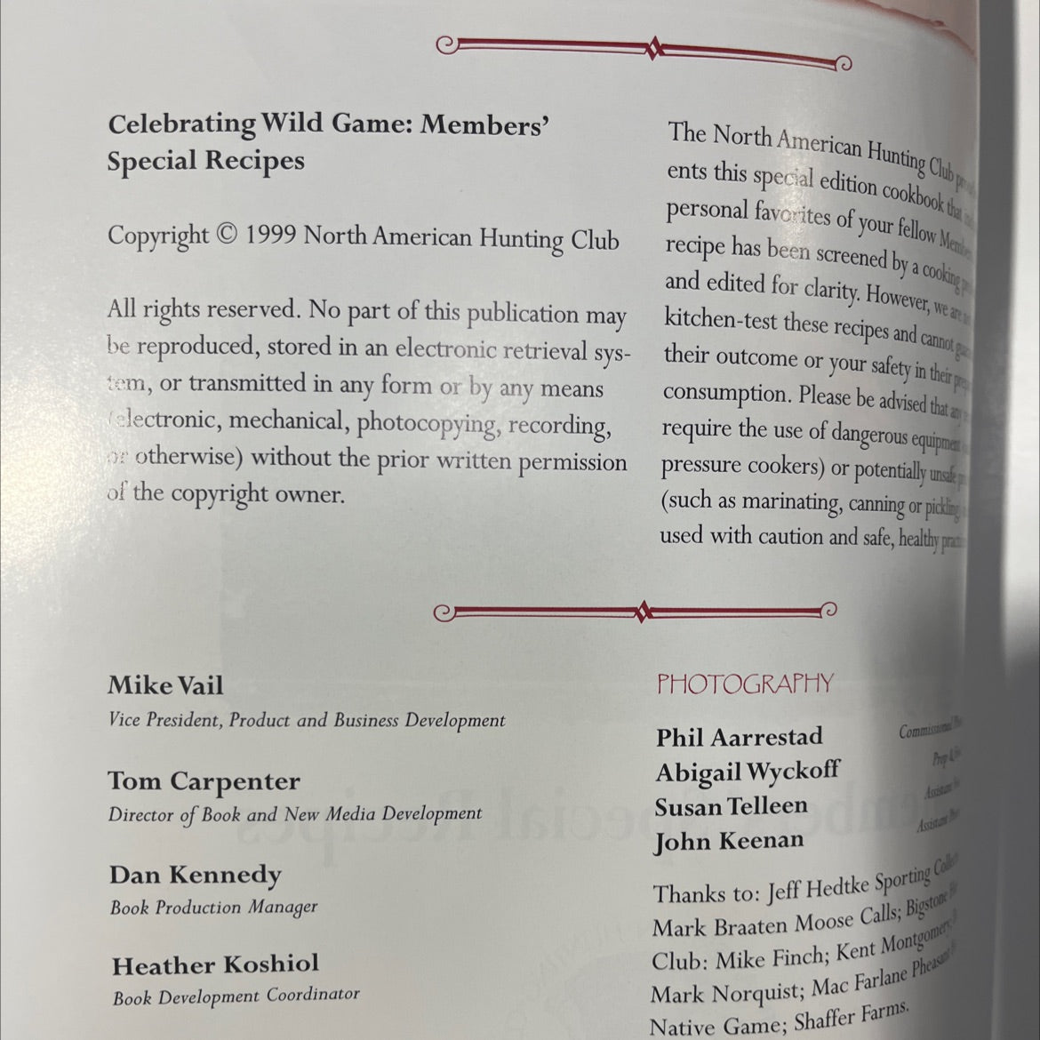 celebrating wild game: members' special recipes book, by north american hunting club, 1999 Hardcover image 3