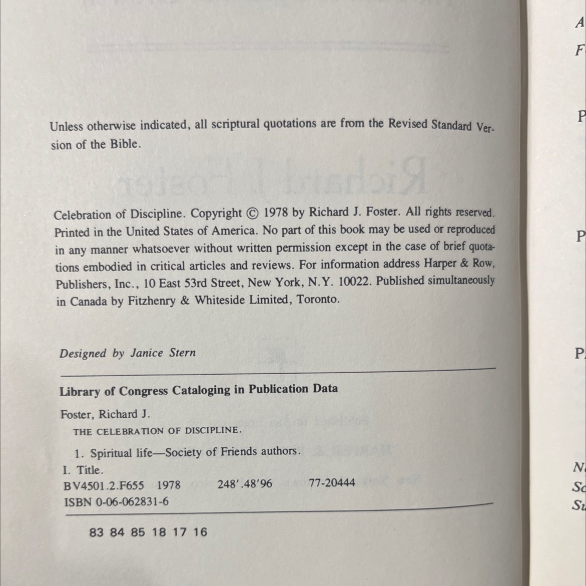 celebration of discipline the path to spiritual growth book, by Richard J. Foster, 1978 Hardcover image 3