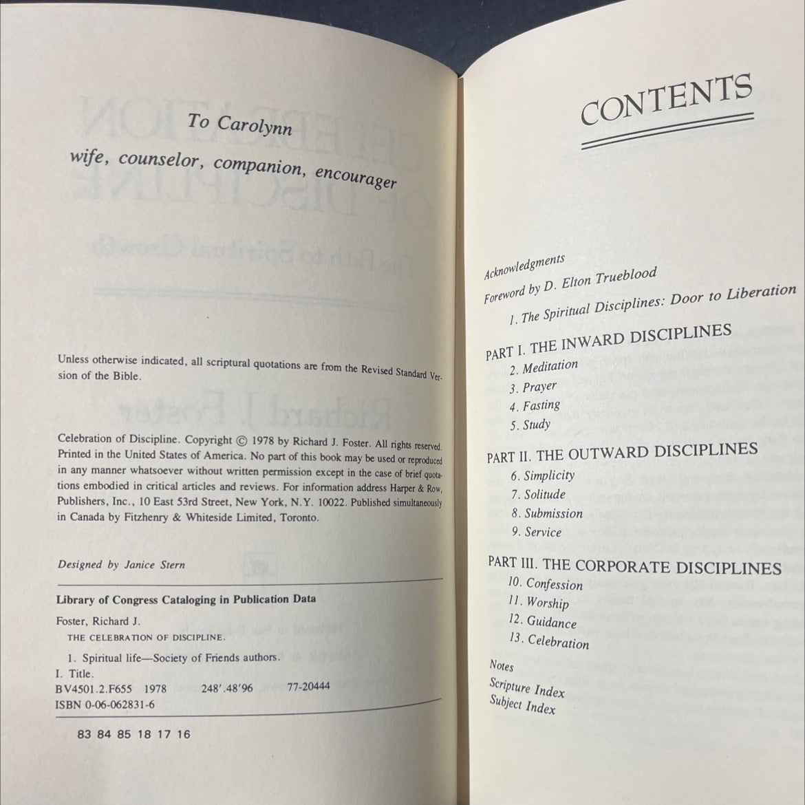 celebration of discipline the path to spiritual growth book, by Richard J. Foster, 1978 Hardcover image 3
