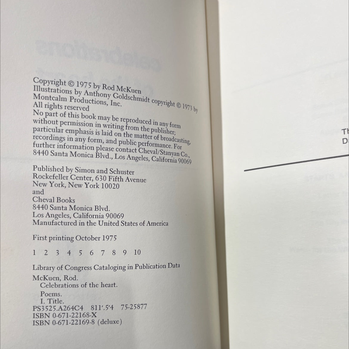 celebrations of the heart book, by Rod McKuen, 1975 Hardcover image 3