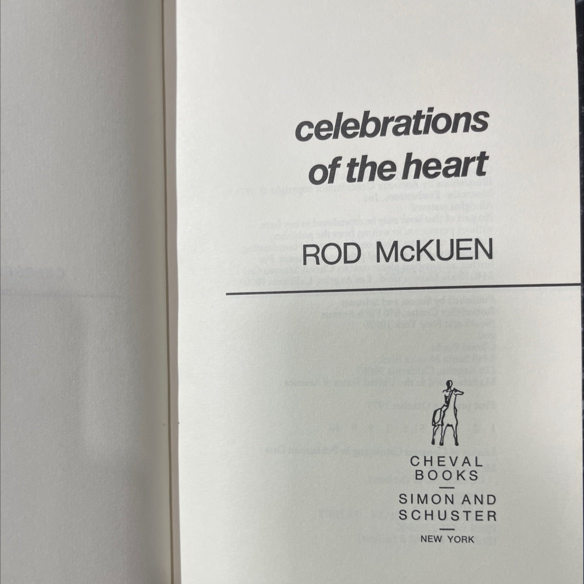 celebrations of the heart book, by Rod McKuen, 1975 Hardcover image 2