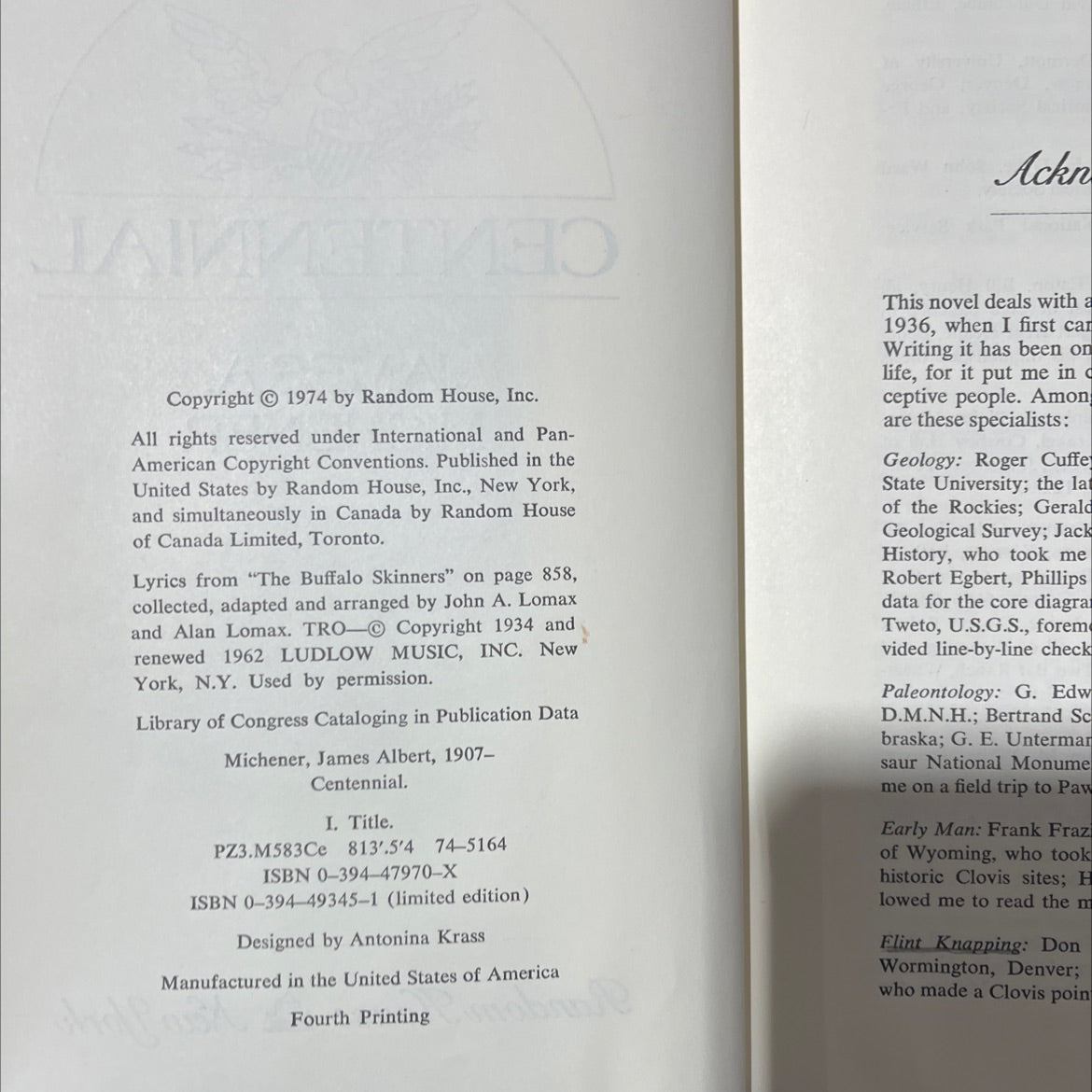 centennial book, by james a. michener, 1974 Hardcover image 3
