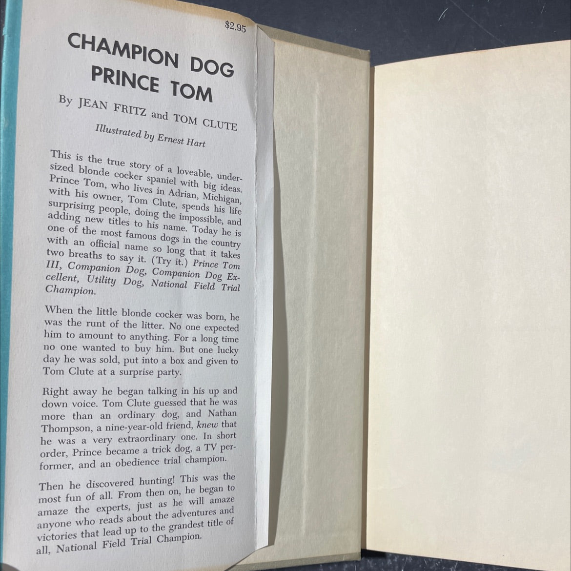 champion dog prince tom book, by jean fritz and tom clute, 1958 Hardcover image 4
