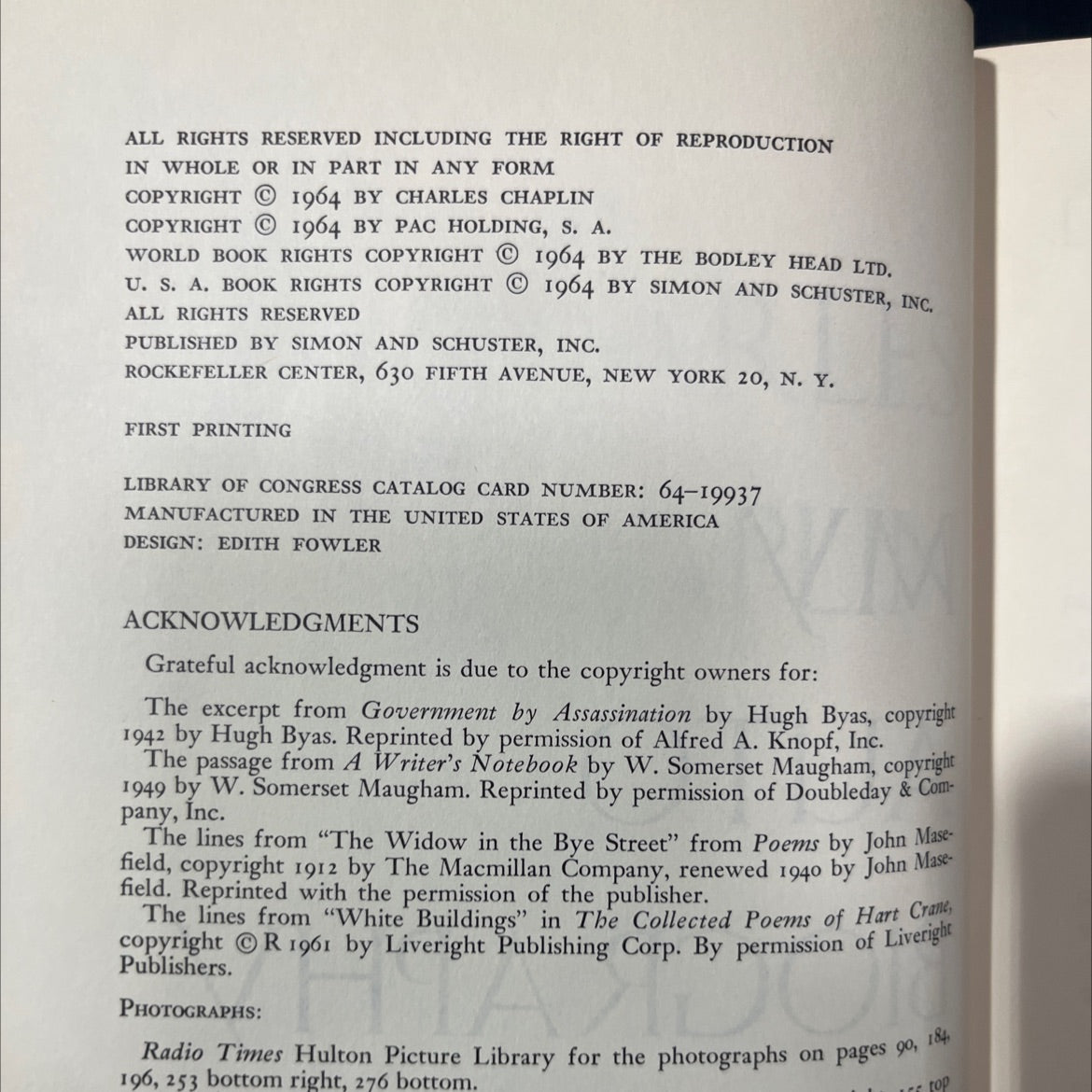 charles chaplin my auto- biography book, by charles chaplin, 1964 Hardcover image 3