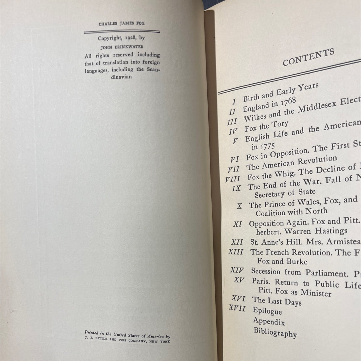 charles james fox book, by john drinkwater, 1928 Hardcover image 3