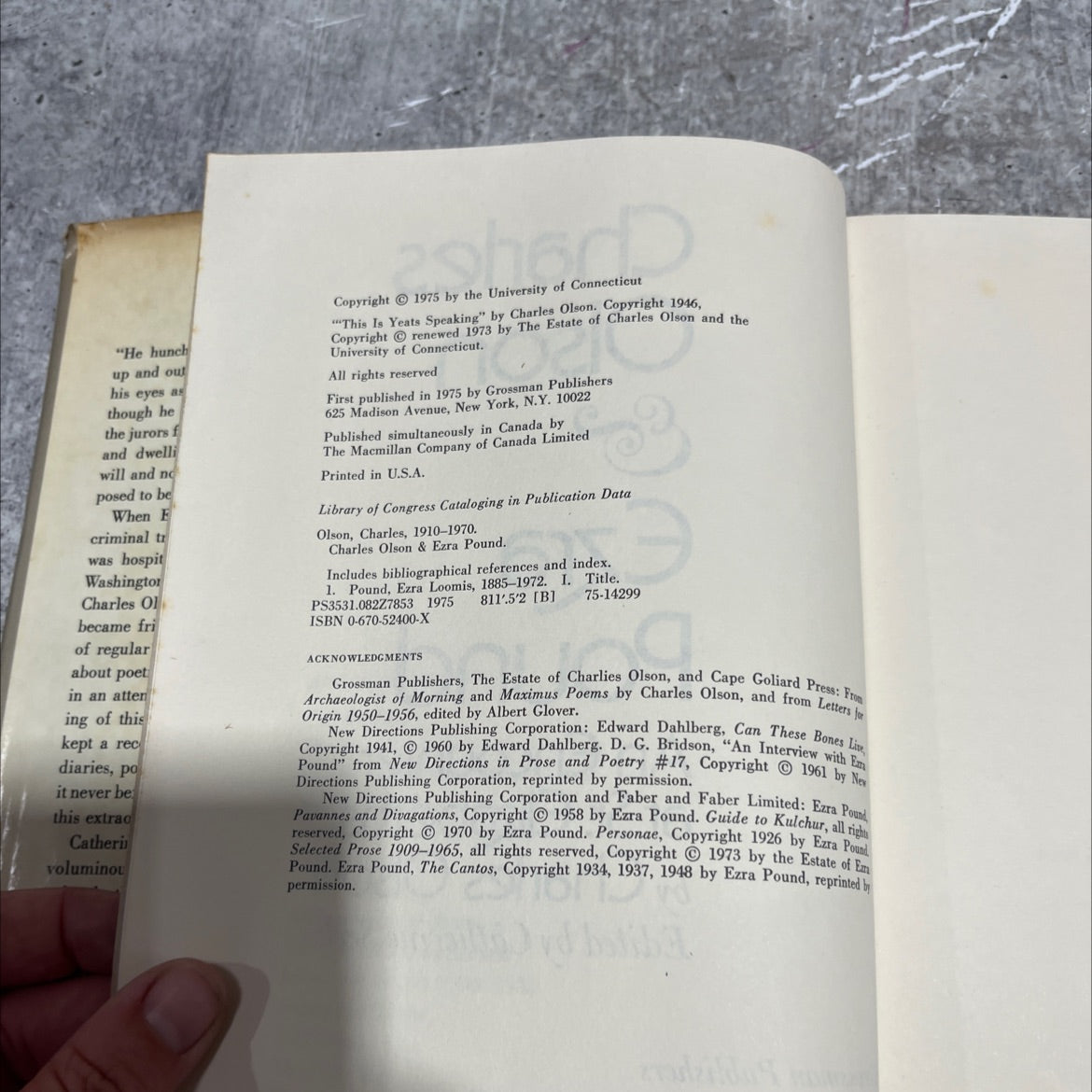 charles olson & ezra pound an encounter at st. elizabeths book, by charles olson, 1975 Hardcover image 3
