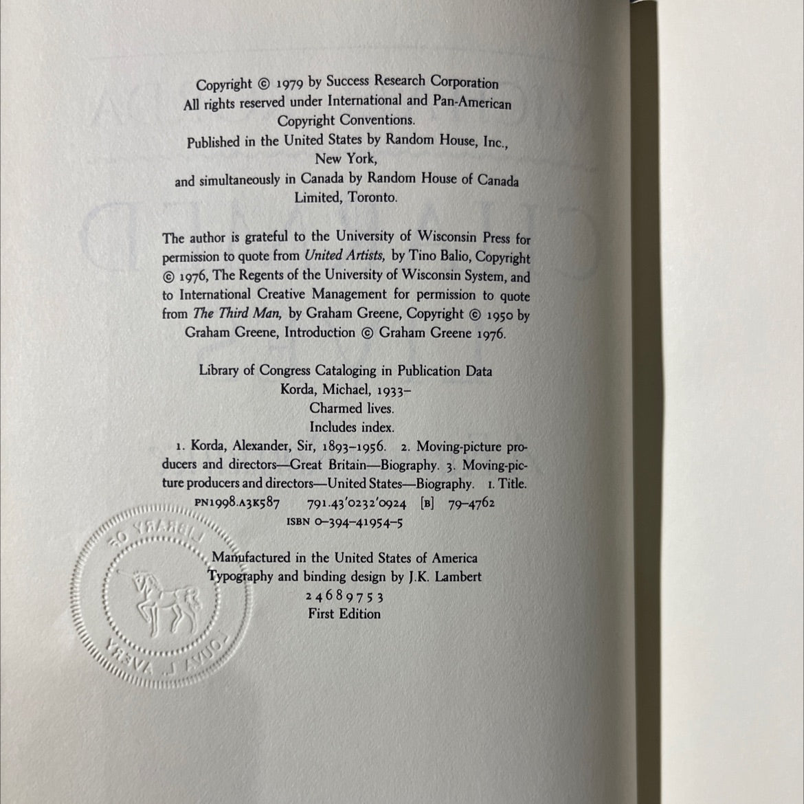 charmed lives book, by michael korda, 1979 Hardcover image 3