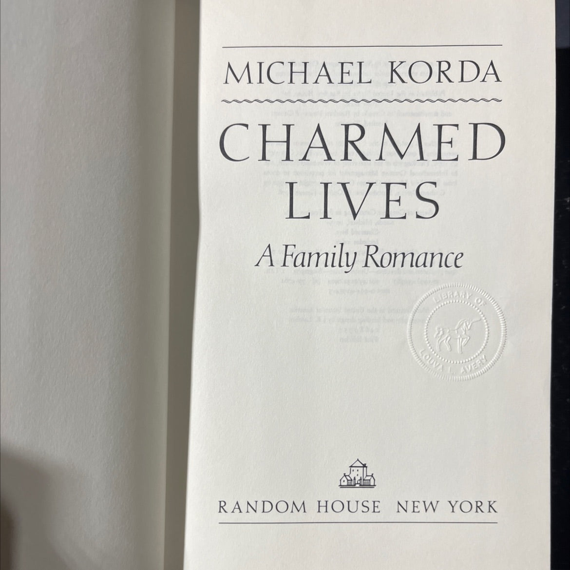charmed lives book, by michael korda, 1979 Hardcover image 2