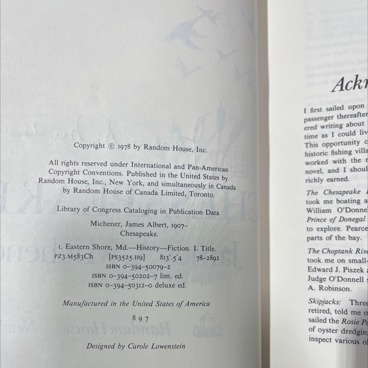 SIGNED chesapeake book, by james a. michener, 1978 Hardcover, First Edition image 3