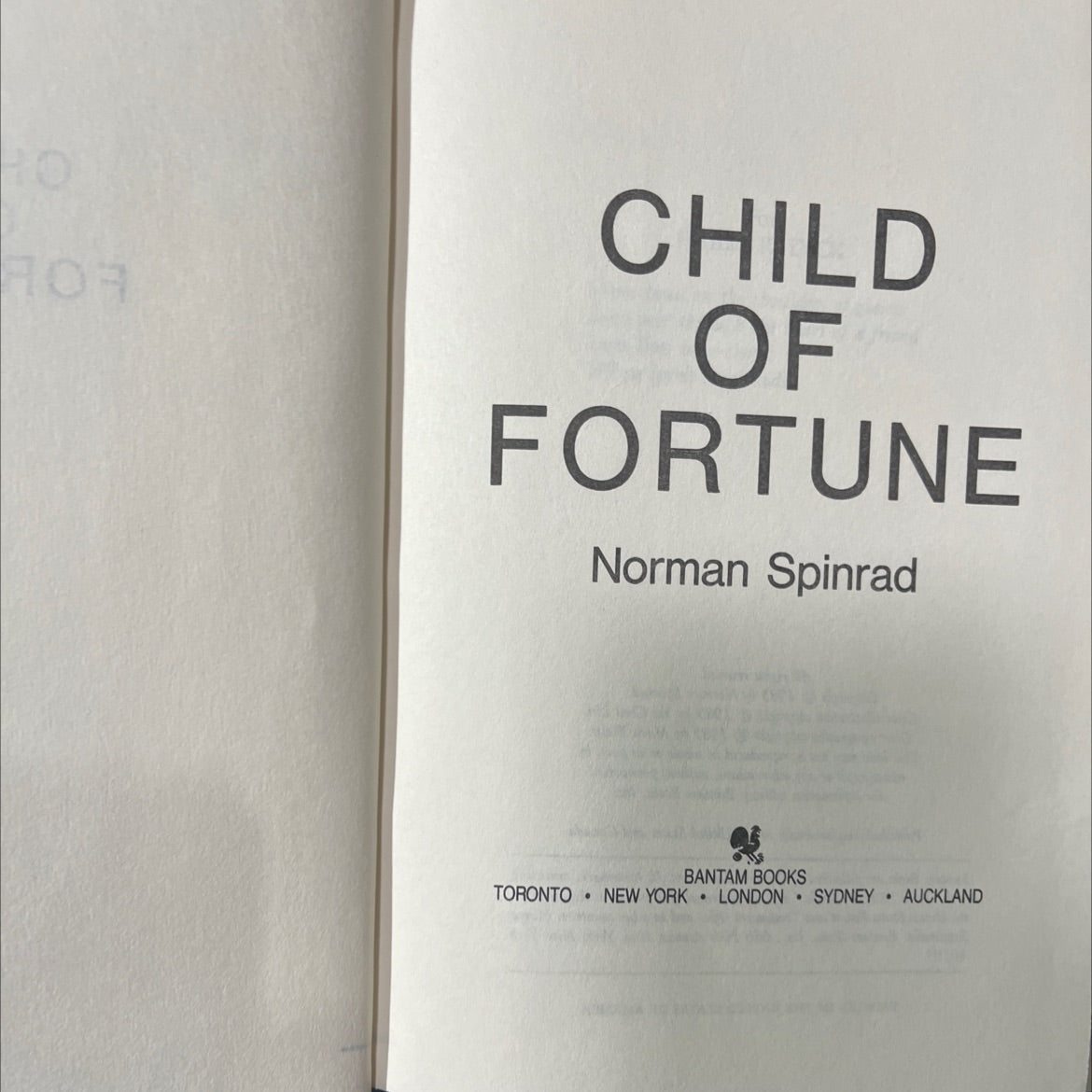 child of fortune book, by Norman Spinrad, 1985 Hardcover image 2