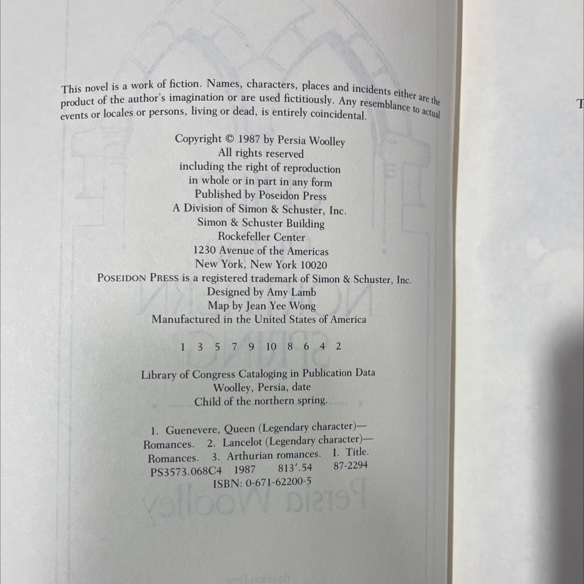 child of the northern spring book, by Persia Woolley, 1987 Hardcover image 3