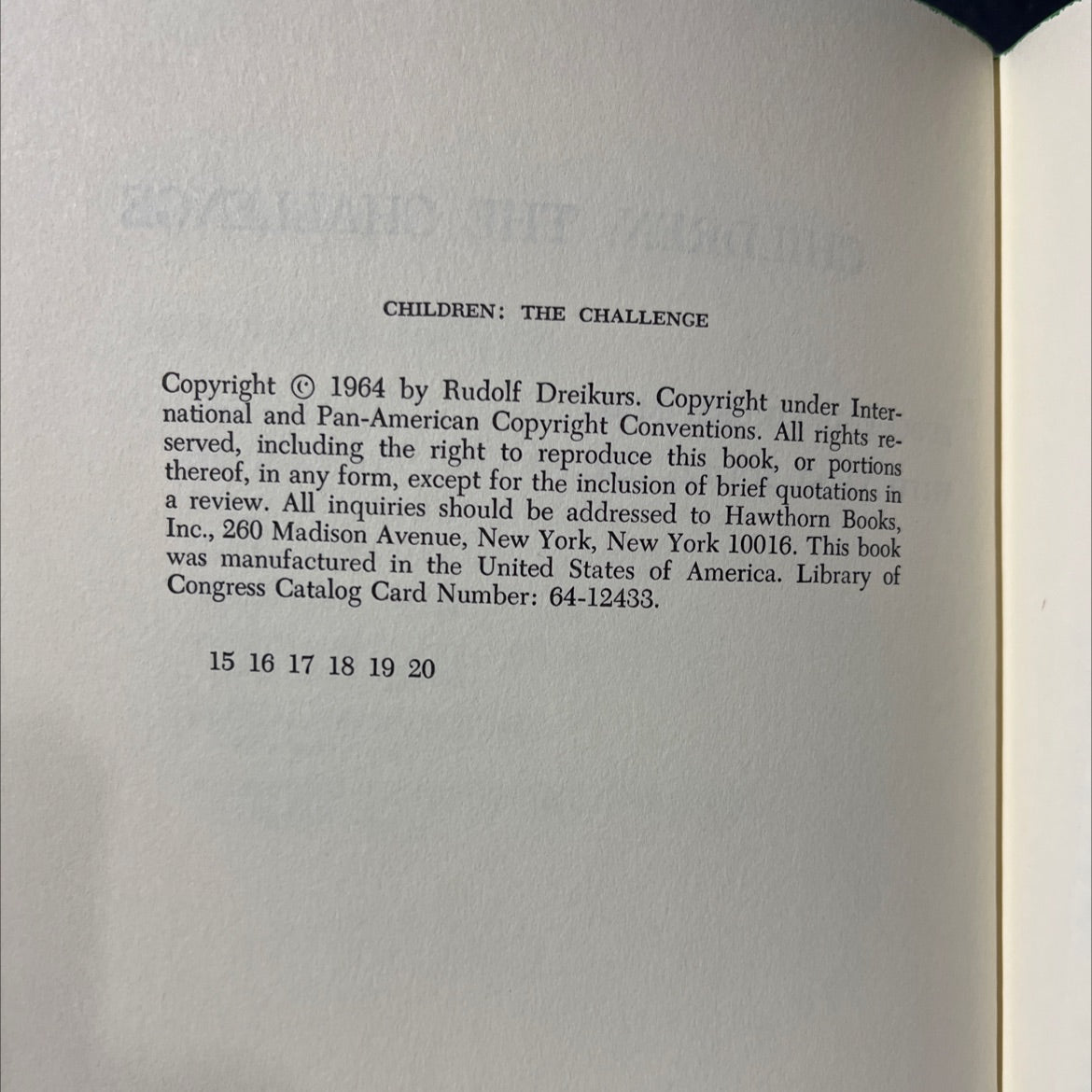 children: the challenge book, by rudolf dreikurs, 1964 Hardcover image 3