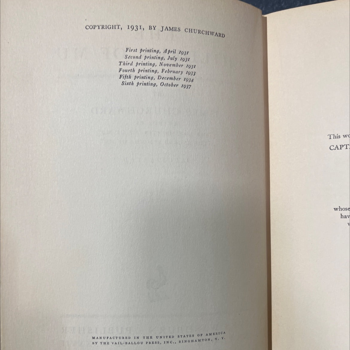 children of mu book, by james churchward, 1937 Hardcover image 3