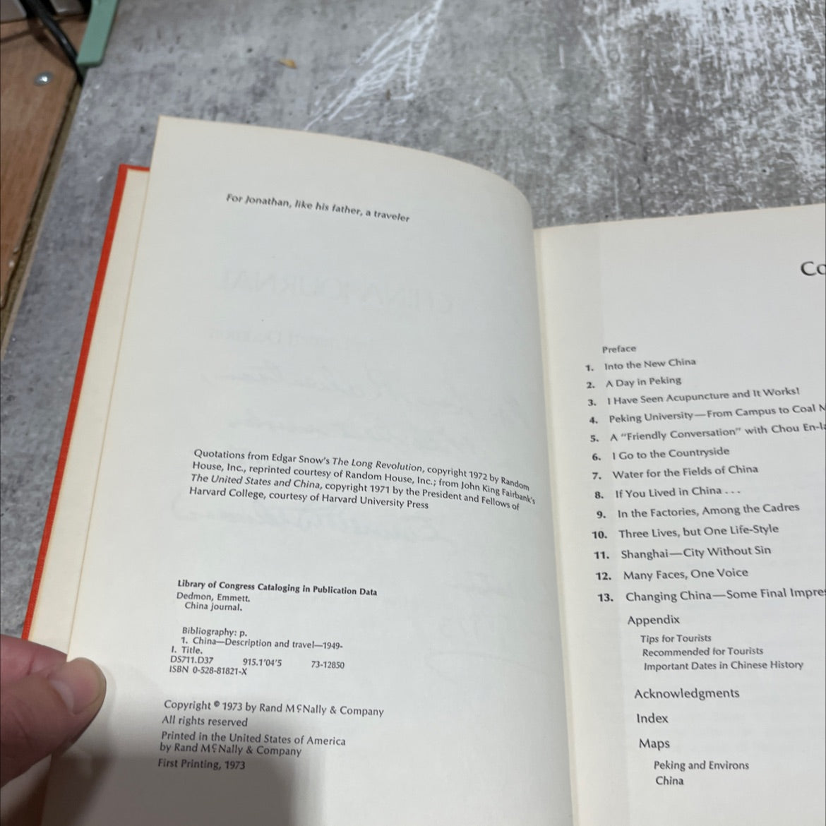 SIGNED china journal book, by emmett dedmon, 1973 Hardcover image 3