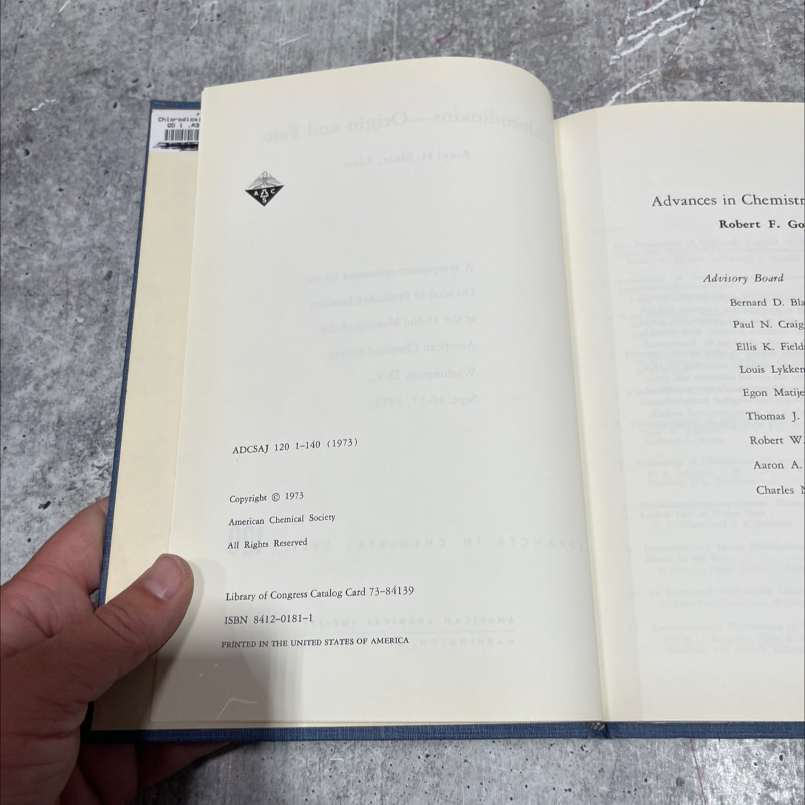 chlorodioxins-origin and fate book, by etcy h. blair, 1973 Hardcover image 3