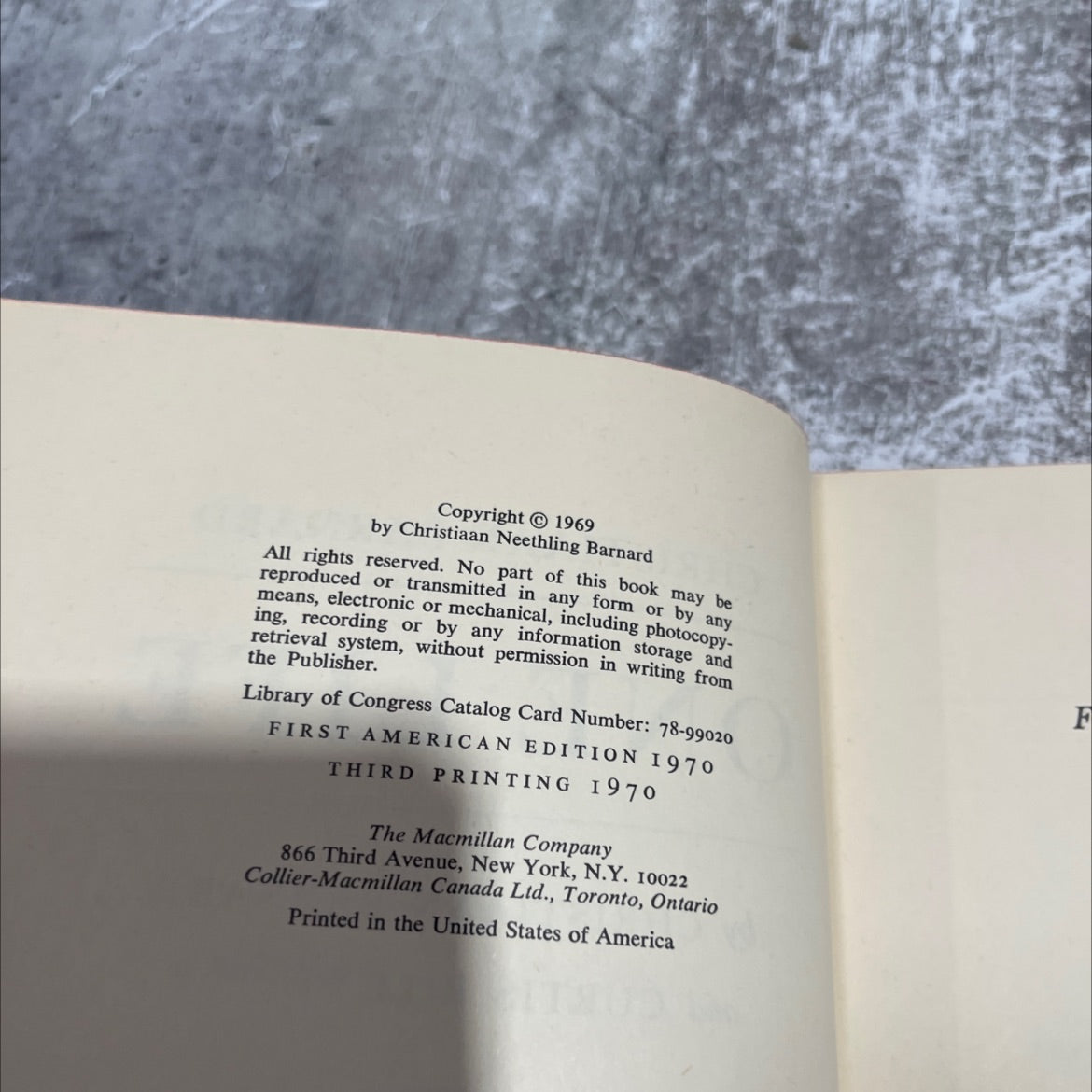 christiaan barnard one life book, by christiaan barnard and curtis bill pepper, 1970 Hardcover image 3