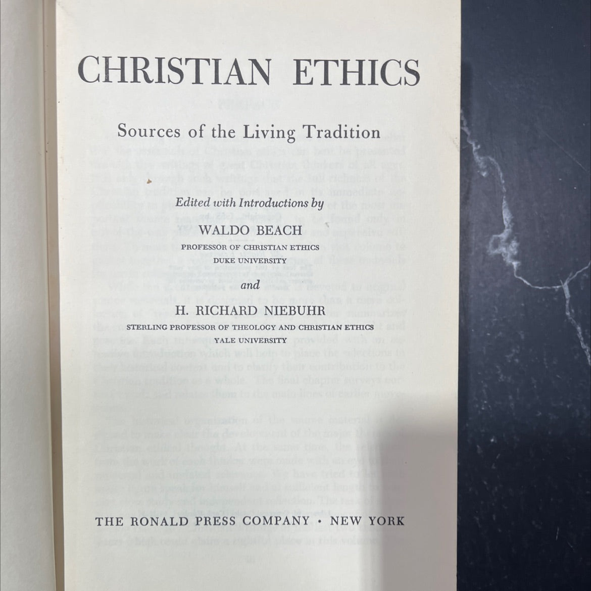 christian ethics sources of the living tradition book, by waldo beach, h. richard niebuhr, 1955 Hardcover image 2