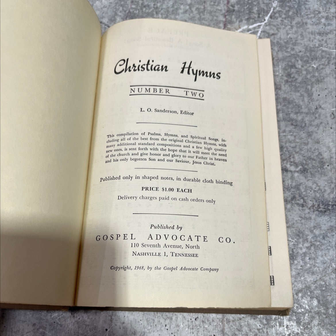 christian hymns number two book, by L. O. Sanderson, 1948 Hardcover image 3