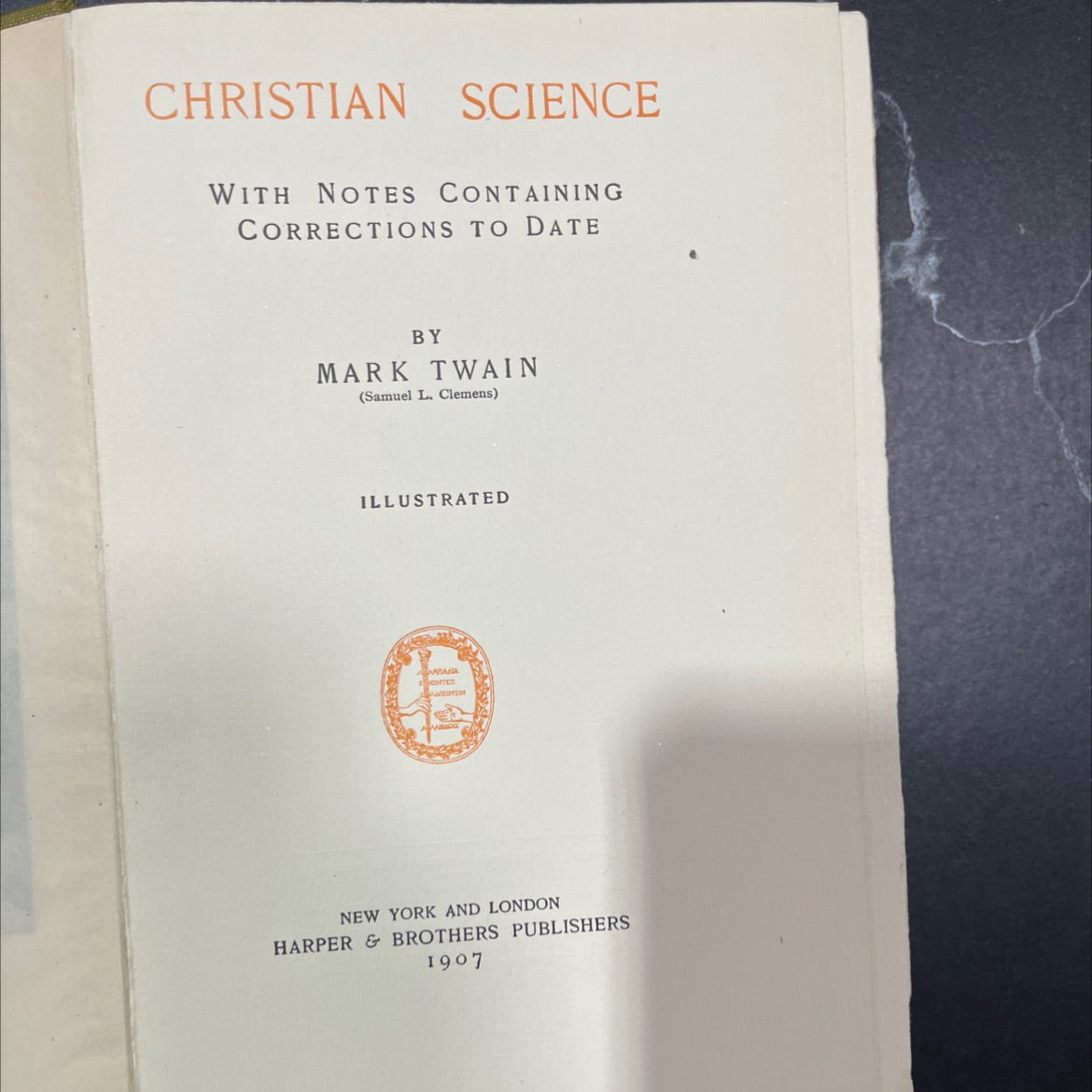 christian science with notes containing corrections to date by mark twain book, by Samuel L. Clemens, 1907 Hardcover image 2