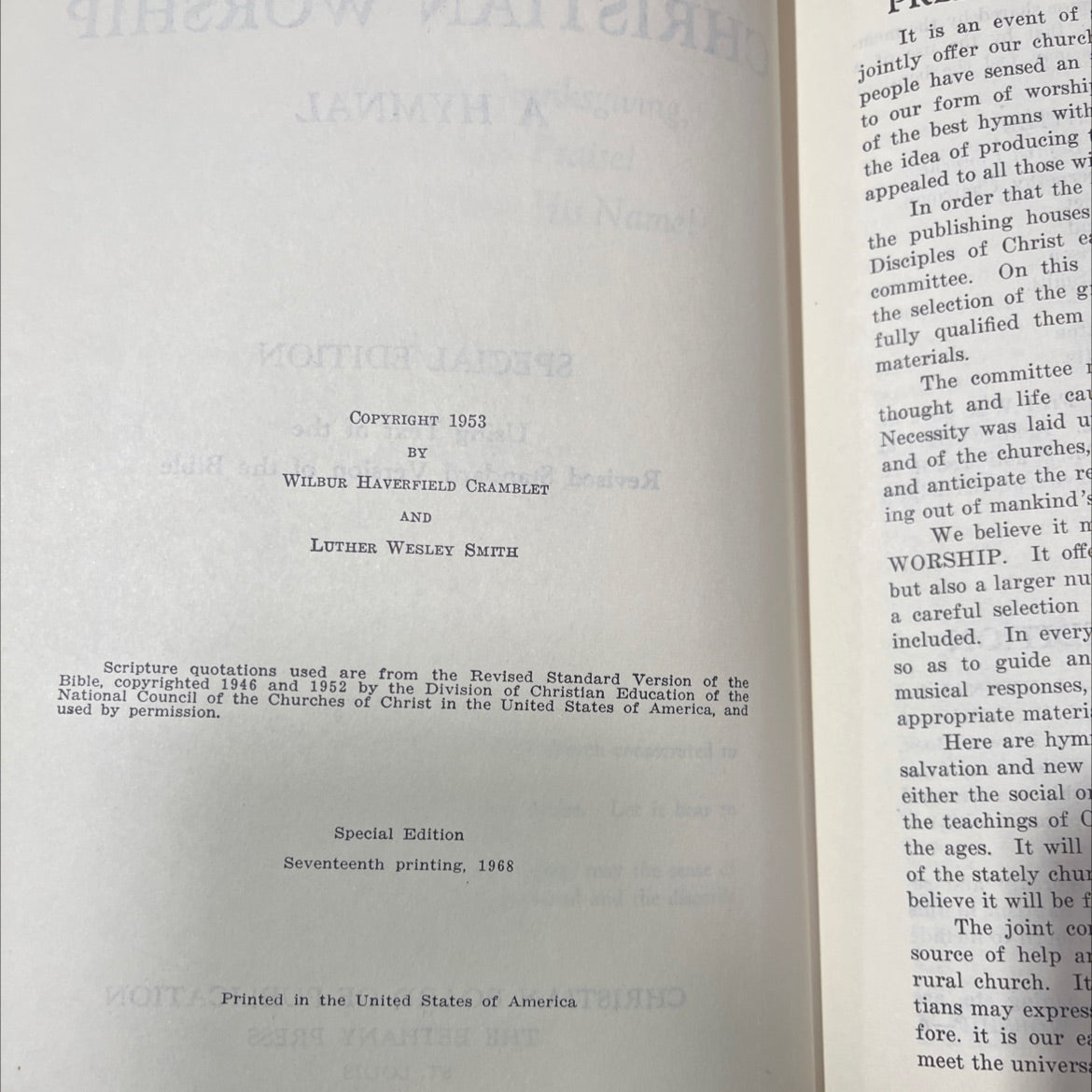 christian worship a hymnal special edition book, by wilbur haverfield cramblett and luther wesley smith, 1968 Hardcover image 3