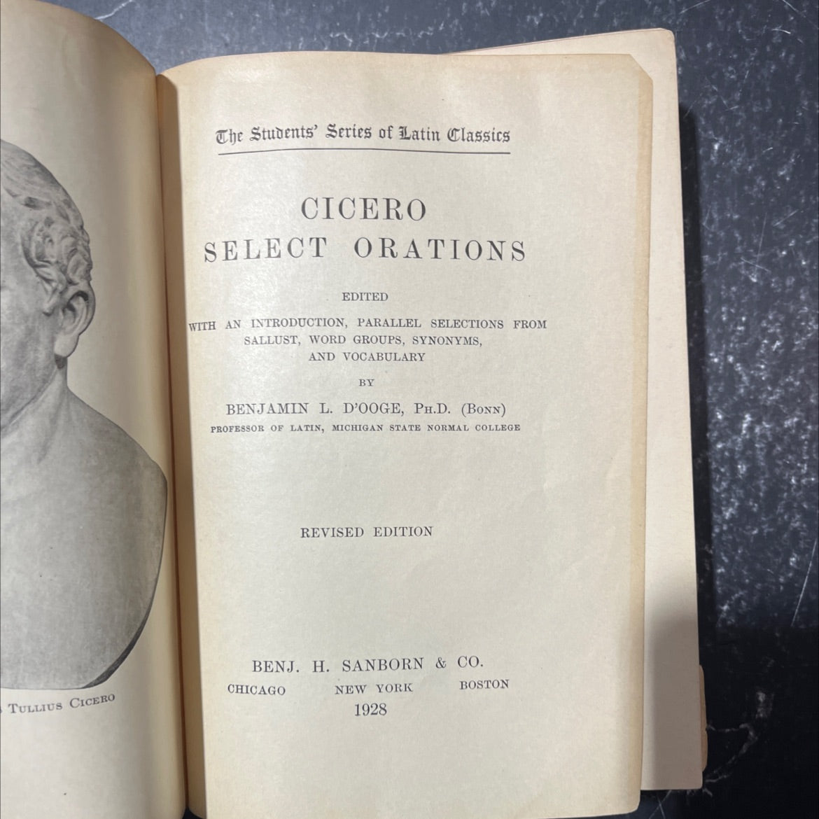 cicero select orations book, by benjamin l. d'ooge, 1928 Hardcover image 2