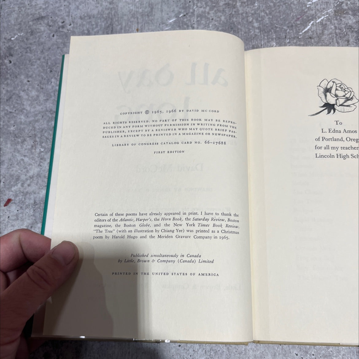 cita all day long fifty rhymes of the never was and always is book, by David McCord, 1966 Hardcover image 3