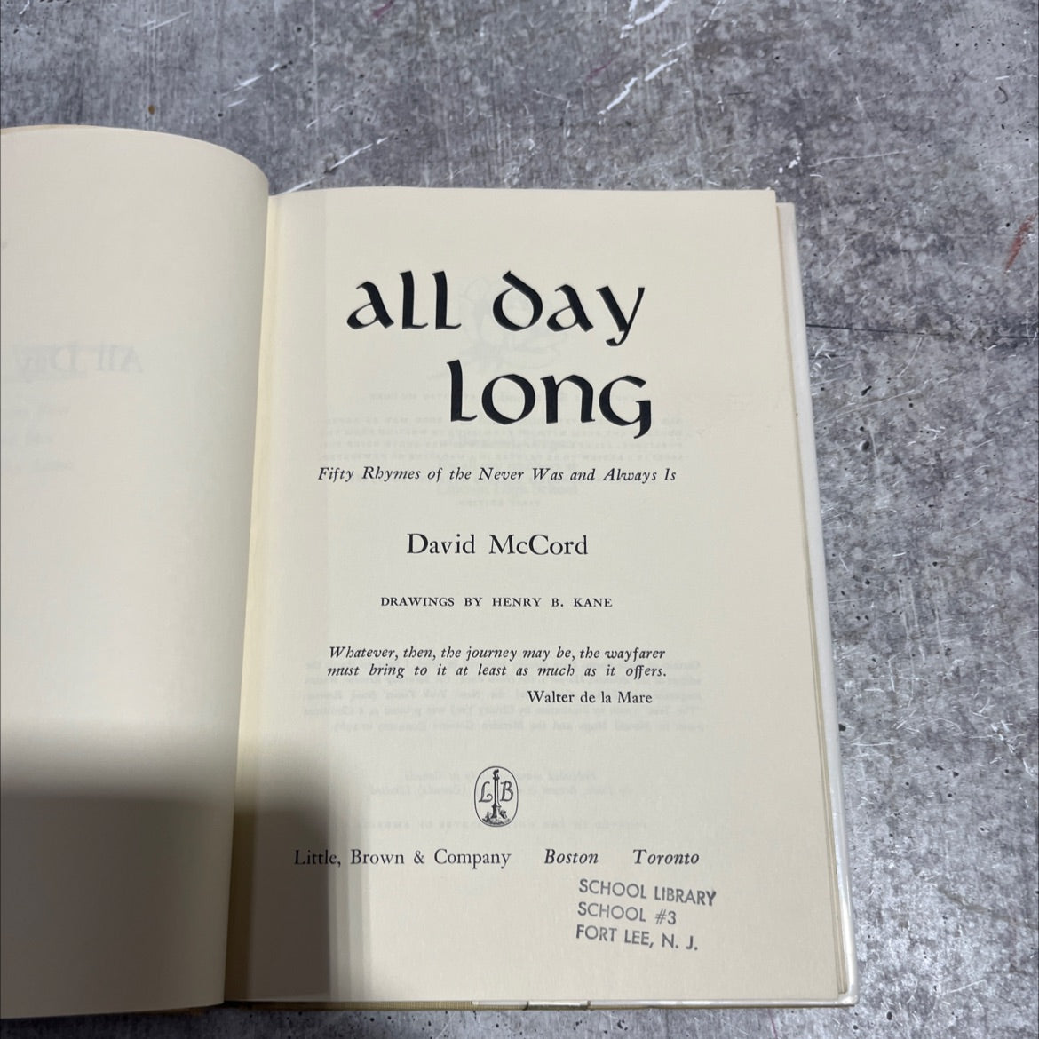 cita all day long fifty rhymes of the never was and always is book, by David McCord, 1966 Hardcover image 2